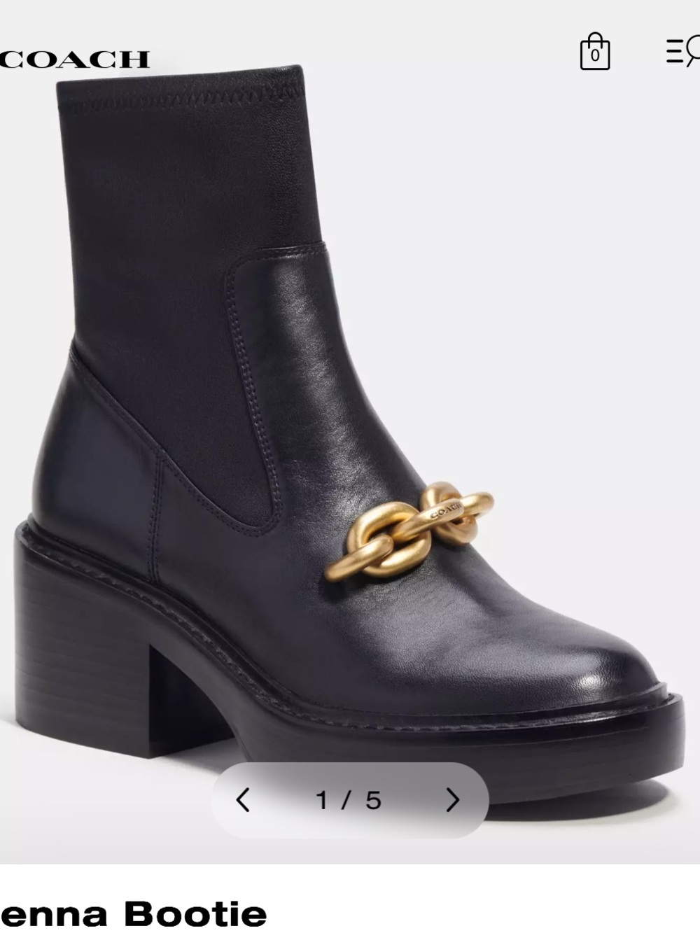 Coach Kenna Bootie - Black Leather Ankle Boot